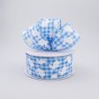 1.5  Gingham Bunny Ribbon: Blue & White (10 Yards) Supply