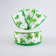 1.5  Glitter Clovers Ribbon: White (10 Yards) Online Sale