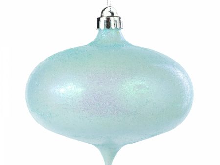 6  Iridescent Glitter Onion Shape Ornament: Pale Blue Sale