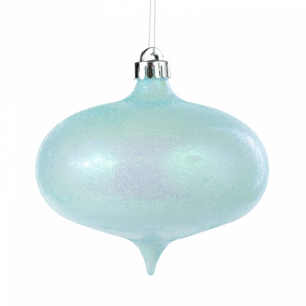 6  Iridescent Glitter Onion Shape Ornament: Pale Blue Sale