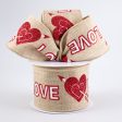 2.5  Glitter Hearts & Love Ribbon: Natural (10 Yards) Online Sale