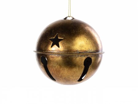 4  Rustic Jingle Bell Ornament: Gold For Discount