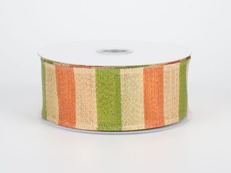 1.5  Shimmering Stripes Ribbon: Orange & Green (10 Yards) on Sale