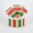 1.5  Shimmering Stripes Ribbon: Green & Red (10 Yards) on Sale