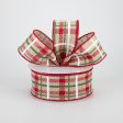 1.5  Holiday Plaid Ribbon: Natural, Red, Green (10 Yards) Hot on Sale