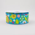 1.5  Woven Spring Flower Doodles Ribbon: Turquoise Blue (10 Yards) Hot on Sale