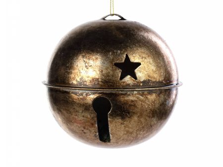 5  Rustic Jingle Bell Ornament: Antique Gold Online Hot Sale