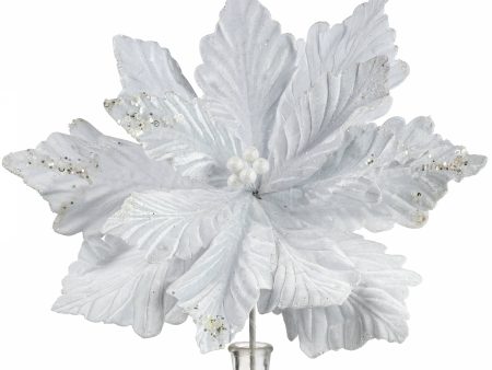 19  x 25  Jumbo Deluxe Velvet Poinsettia Stem: White Online