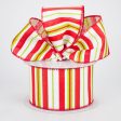 2.5  Bright Christmas Stripes on Canvas Ribbon (10 Yards) Hot on Sale