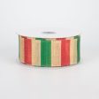 1.5  Shimmering Stripes Ribbon: Green & Red (10 Yards) on Sale