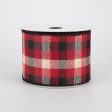 2.5  Woven Square Plaid Ribbon: Black, Red, Natural (10 Yards) Hot on Sale