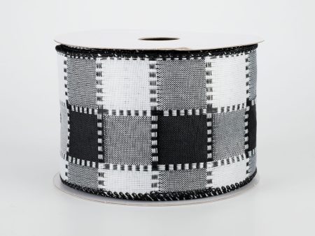 2.5  Box Plaid Ribbon: Black & White (10 Yards) Hot on Sale