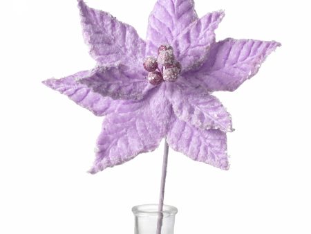 20  Faux Fur Poinsettia Pick: Lavender Purple For Sale