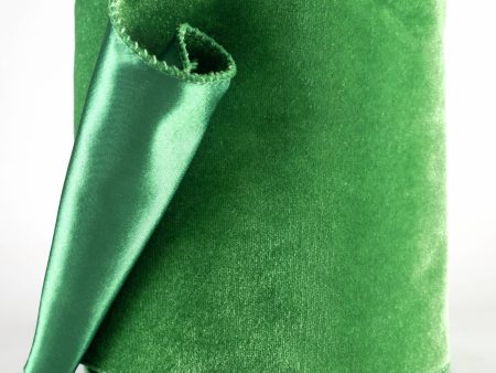 6  Deluxe Velvet Satin Backing Ribbon: Emerald Green (10 Yards) on Sale