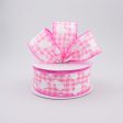 1.5  Gingham Bunny Ribbon: Pink & White (10 Yards) Online