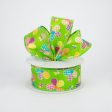 1.5  Patchwork Flowers Ribbon: Lime (10 Yards) Sale