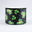 2.5  Glitter Clovers Ribbon: Black (10 Yards) Sale