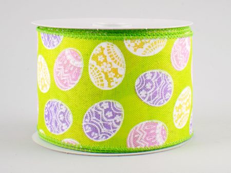 2.5  Lace Eggs Ribbon: Fresh Green (10 Yards) Hot on Sale