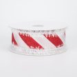 1.5  Fuzzy Edge Glittered Candy Cane Ribbon (10 Yards) Discount