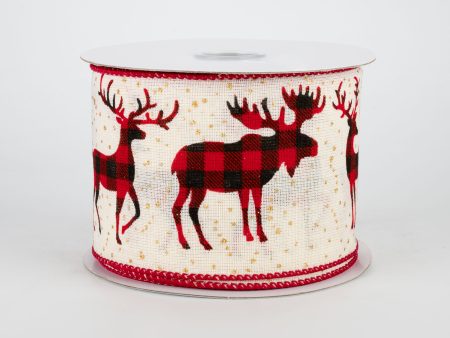 2.5  Buffalo Plaid Ribbon: Deer & Moose (10 Yards) For Cheap