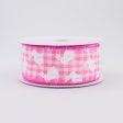 1.5  Gingham Bunny Ribbon: Pink & White (10 Yards) Online