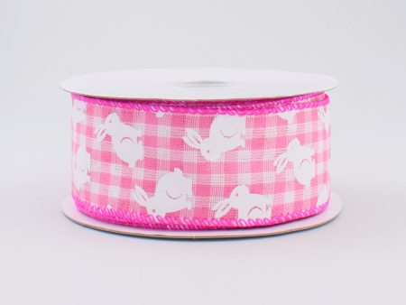 1.5  Gingham Bunny Ribbon: Pink & White (10 Yards) Online