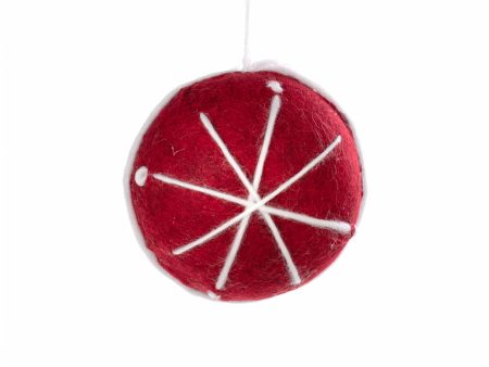 4  Felt & Yarn Starburst Ornament: Red & White For Discount