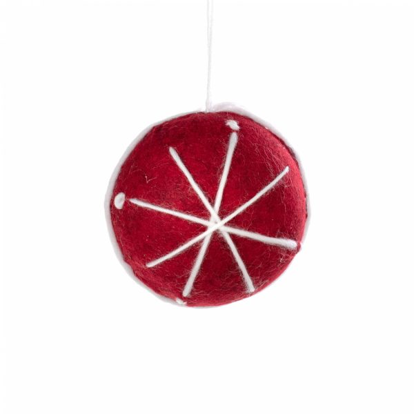 4  Felt & Yarn Starburst Ornament: Red & White For Discount