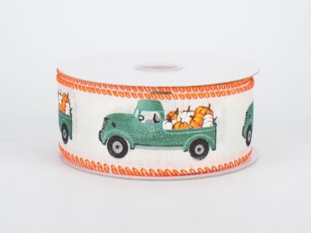 1.5  Mini Fall Pumpkin Green Trunk Ribbon (10 Yards) on Sale