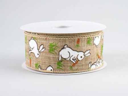 1.5  Bunny & Carrots Ribbon: Natural (10 Yards) Hot on Sale