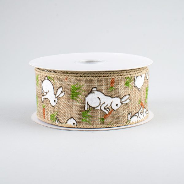 1.5  Bunny & Carrots Ribbon: Natural (10 Yards) Hot on Sale