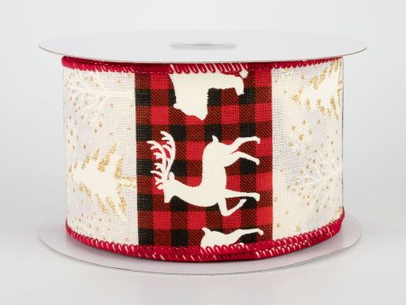 2.5  Buffalo Plaid Deer & Tree Ribbon (10 Yards) Online