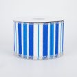 2.5  Glittered Stripes Canvas Ribbon: Bright Blue (10 Yards) Cheap