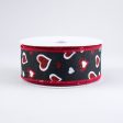 1.5  Glitter Hearts Ribbon: Black, Red, White (10 Yards) Sale