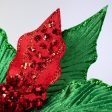 14  x 26  Velvet Sequin Poinsettia Stem: Red & Emerald Green Online