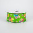 1.5  Patchwork Flowers Ribbon: Lime (10 Yards) Sale