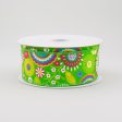 1.5  Lime Green Canvas Spring Flower Doodles Ribbon (10 Yards) on Sale