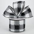 2.5  Box Plaid Ribbon: Black & White (10 Yards) Hot on Sale