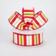 1.5  Bright Christmas Stripes on Canvas Ribbon (10 Yards) on Sale