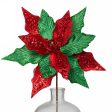 14  x 26  Velvet Sequin Poinsettia Stem: Red & Emerald Green Online