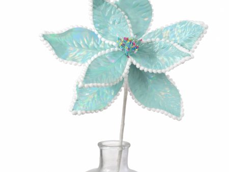 24  Iridescent Poinsettia Sprinkles Stem: Ice Blue Discount