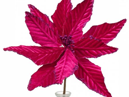 12  x 15  Velvet Poinsettia Pick: Fuchsia Pink Cheap