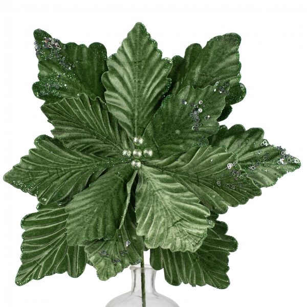 19  x 25  Jumbo Deluxe Velvet Poinsettia Stem: Sage Green For Discount