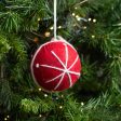 4  Felt & Yarn Starburst Ornament: Red & White For Discount